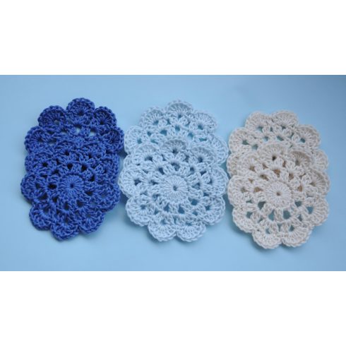 Horgolt poháralátét szett 6 darabos - kékes