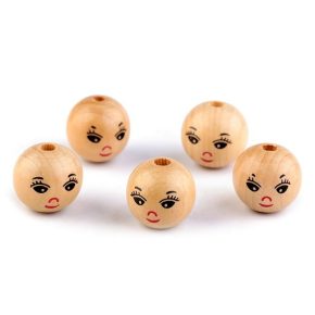 Fa gyöngy arcképpel Ø22 mm 