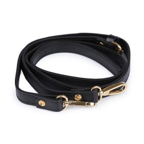 Műbőr táskafül (heveder) - fekete, arany