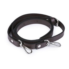 Műbőr táskafül (heveder) - sötétbarna, nikkel