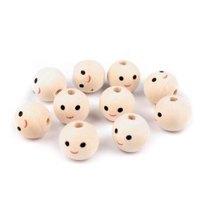 Fa gyöngy arcképpel Ø18 mm 