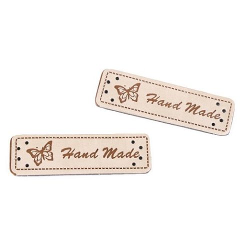 Handmade feliratú címke - natúr szín